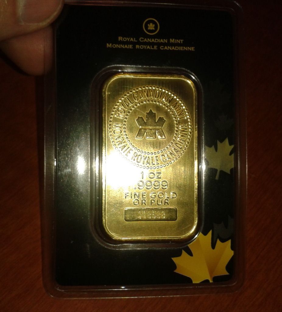 Scary good Fake 1 oz gold Royal Canadian Mint bars in Assay cards